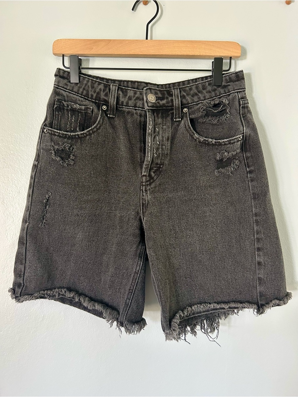 Wild fable • Washed Black Distressed Bermuda Denim Shorts